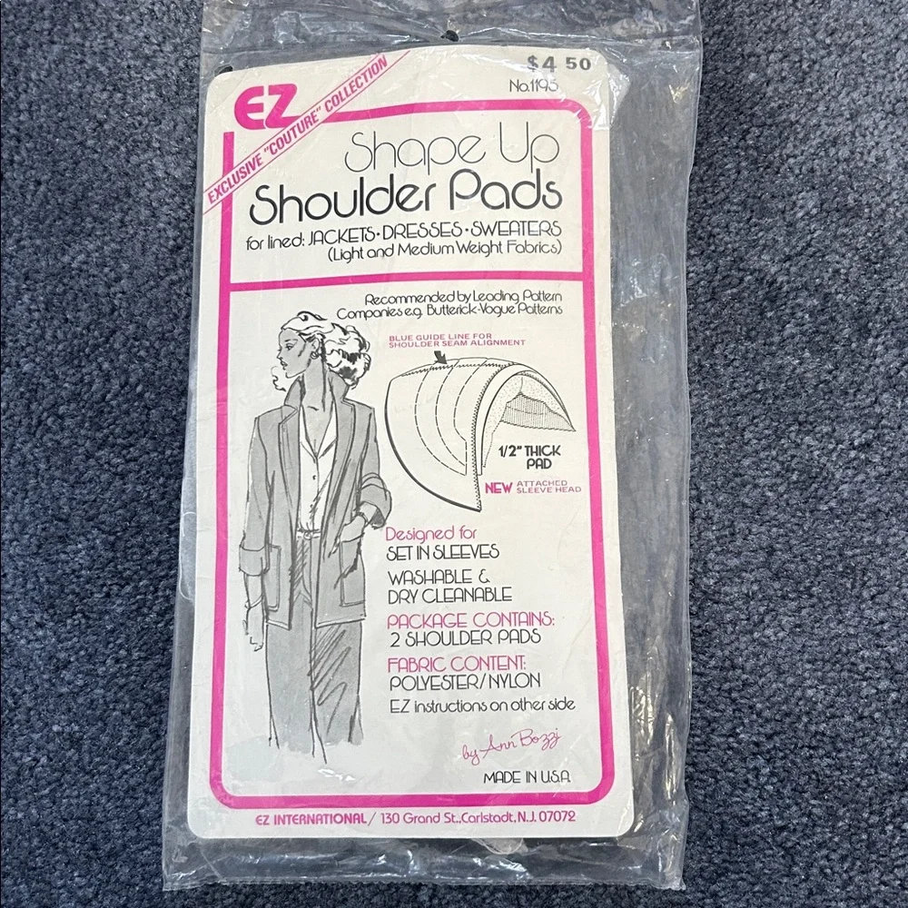 Vintage EZ Shape Up Shoulder Pads by Anne Bozzi- White, original unopened pkg.